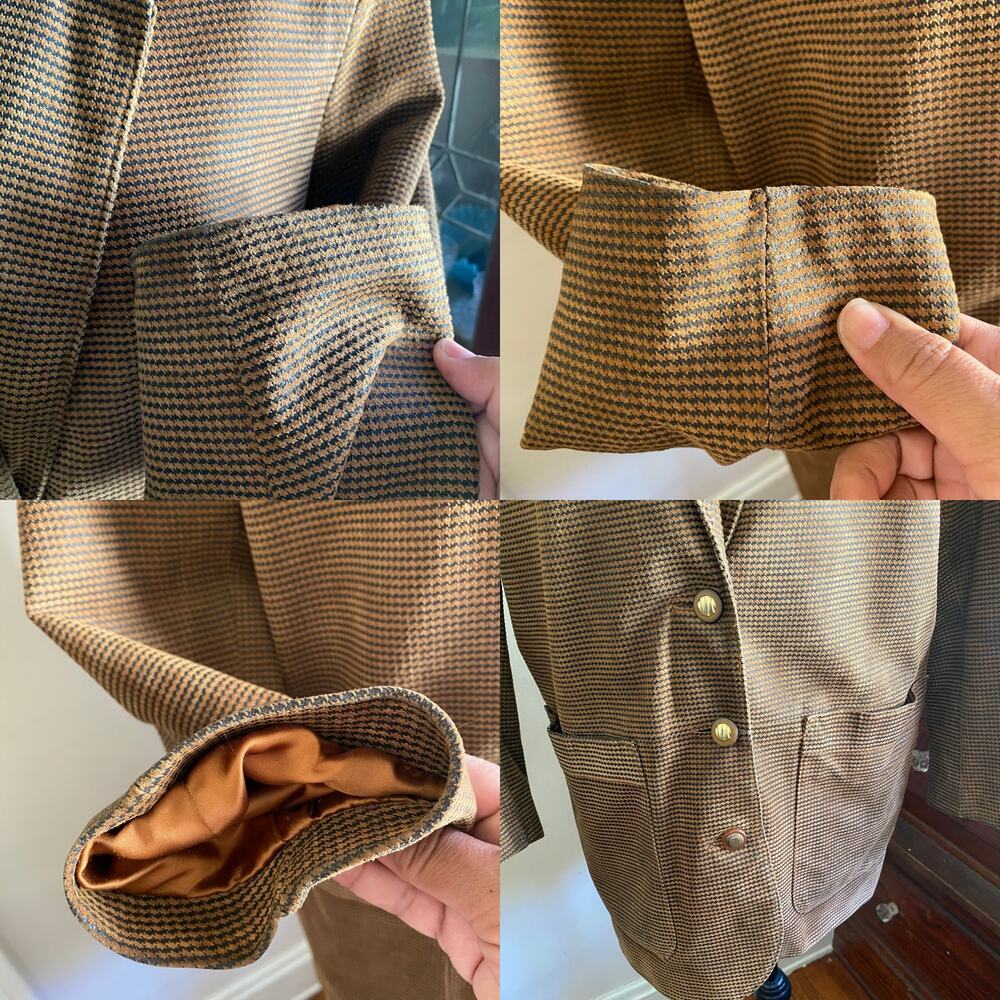The Limited Leather Blazer Small Vintage Brown Houndstooth Boxy Oversized Career - Picture 11 of 17